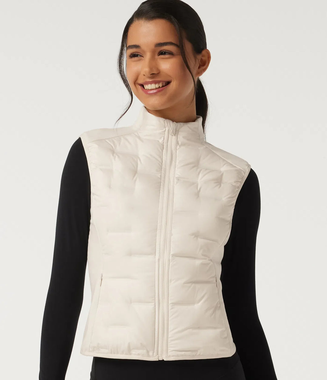 High Neck Sleeveless Quilted Casual Down Vest with Pockets
