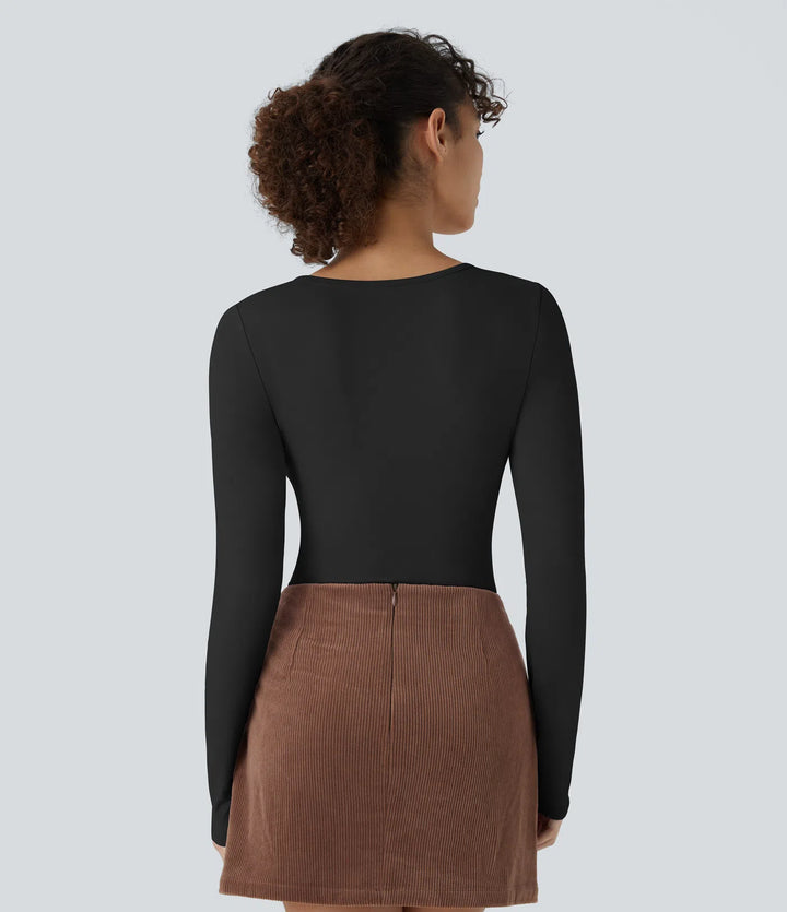 Round Neck Long Sleeve Casual Bodysuit