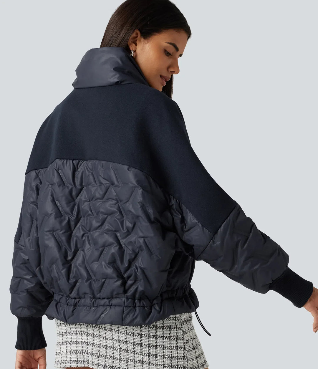 High Neck Long Sleeve Casual Padded Jacket with Pockets