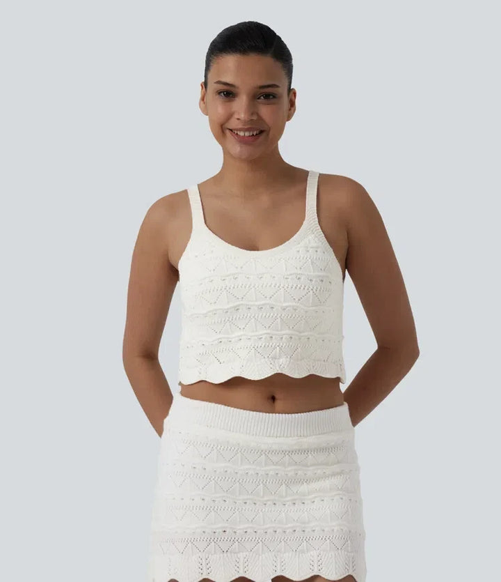 Round Neck Cropped Sweater Vest