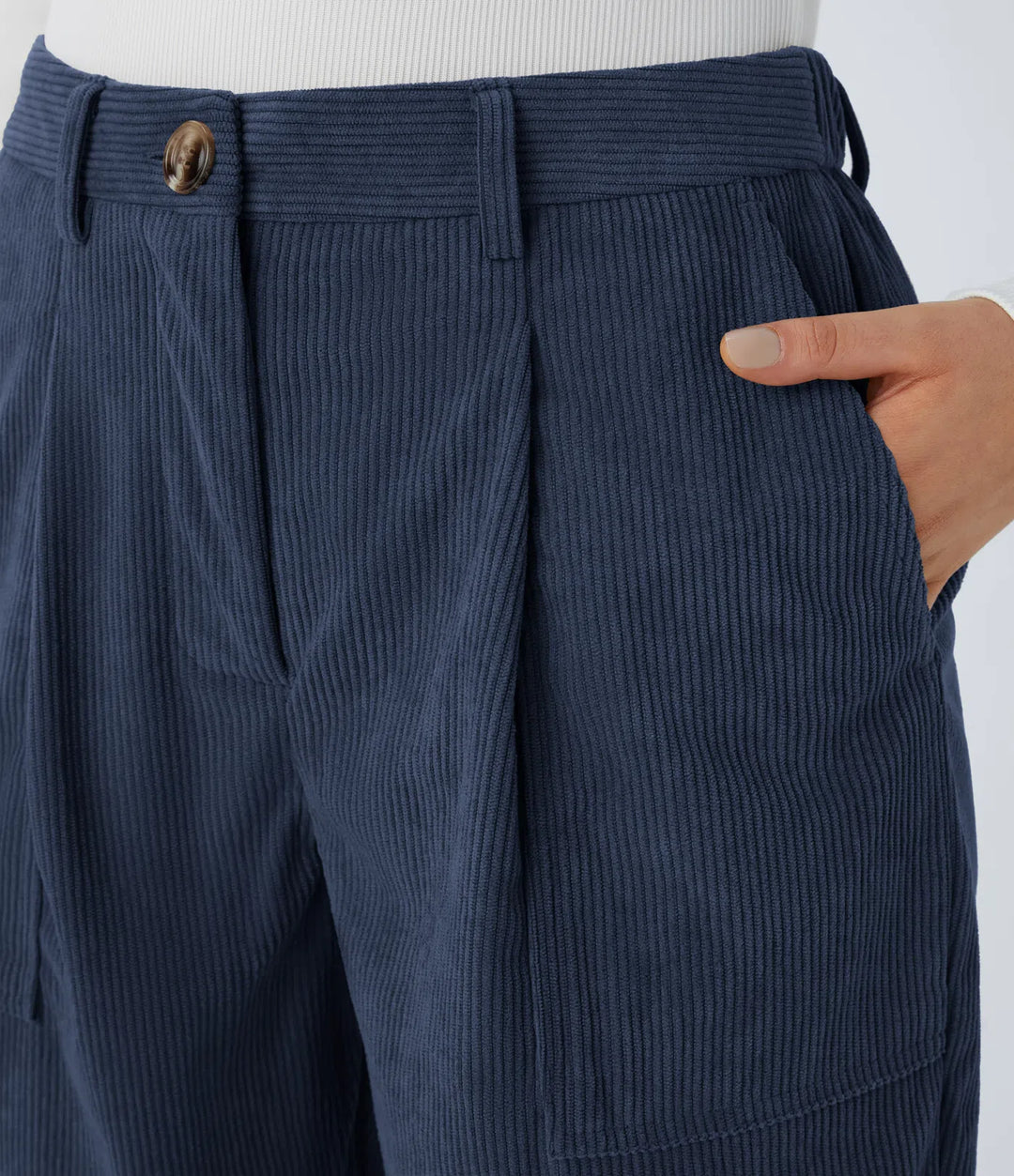 Mid Rise Zipper Pockets Corduroy Casual Joggers