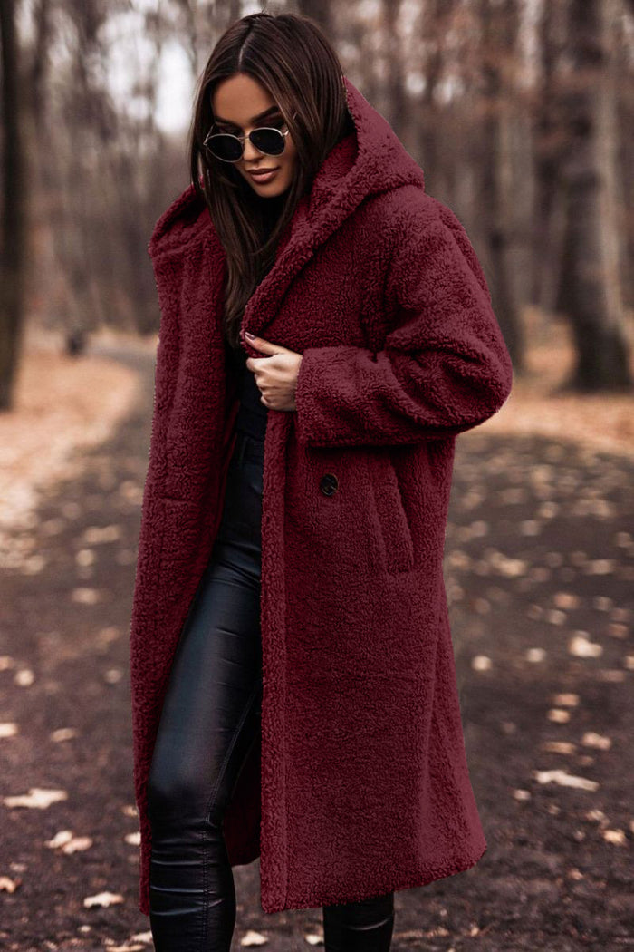 Peyton | Extra Long Hooded Teddy Coat in Soft Plush