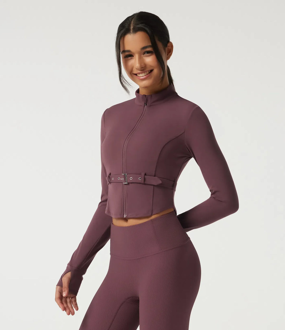 Halara UltraSculpt Stand Collar Long Sleeve Buckle Belted Yoga Curvy Jacket
