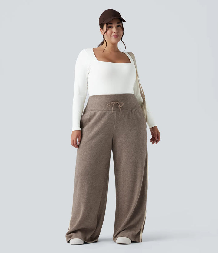 Ribbed Knit Square Neck Long Sleeve Skinny Casual Plus Size Bodysuit