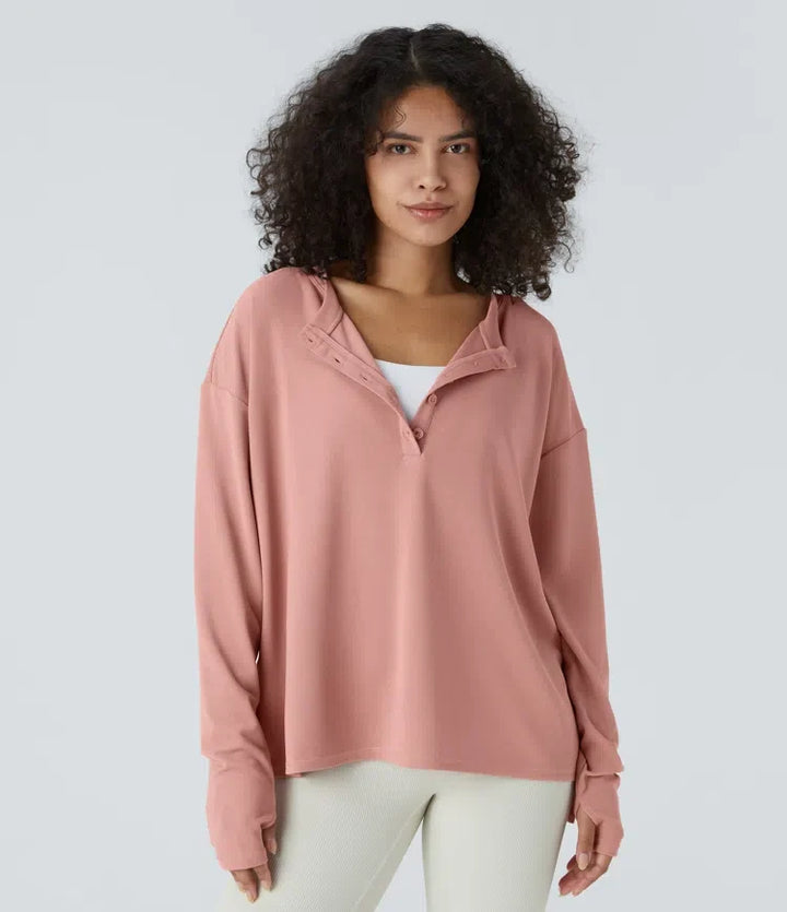 Front Thumb Hole Waffle Casual Sweatshirt