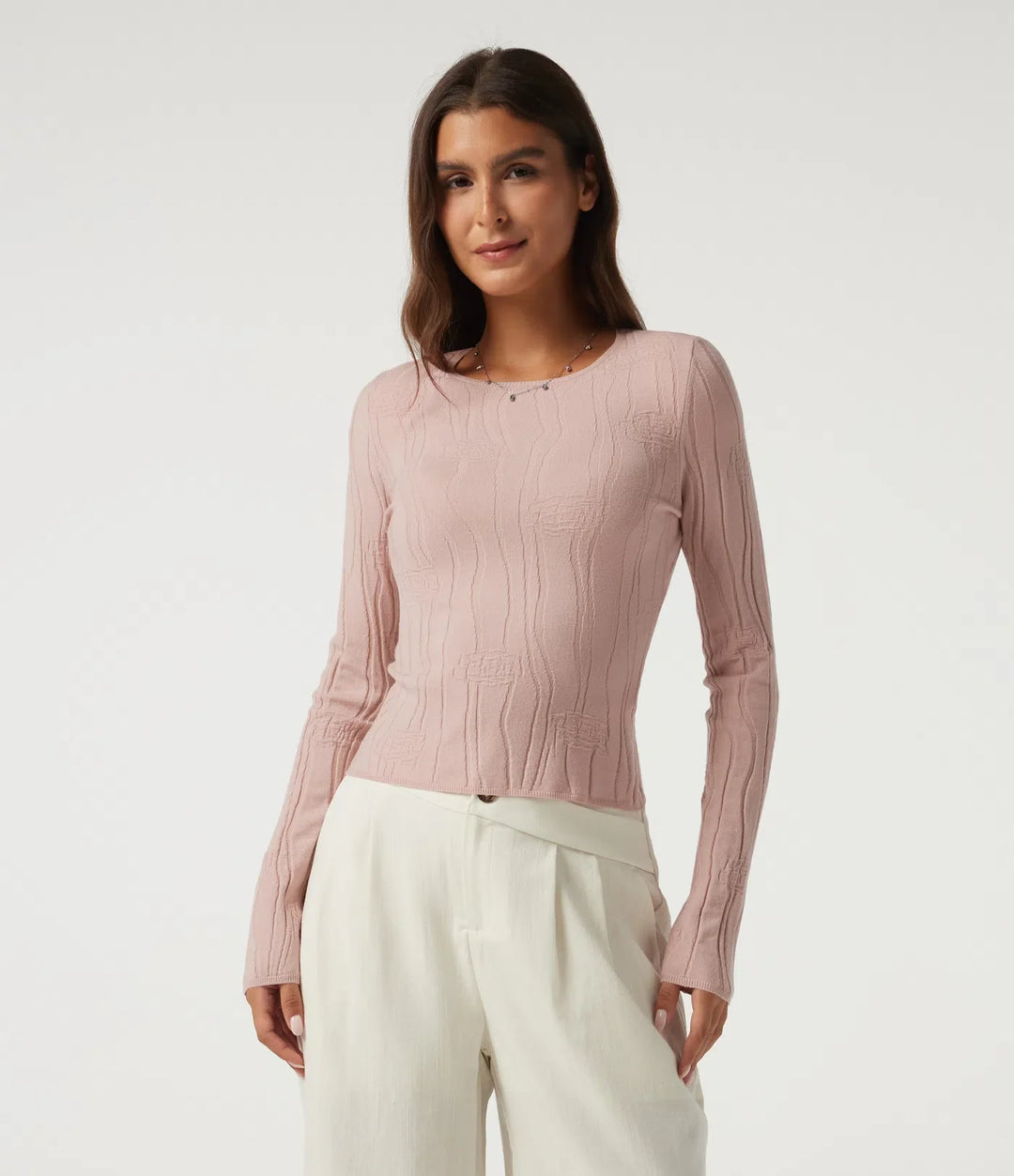 Round Neck Long Sleeve Work Sweater