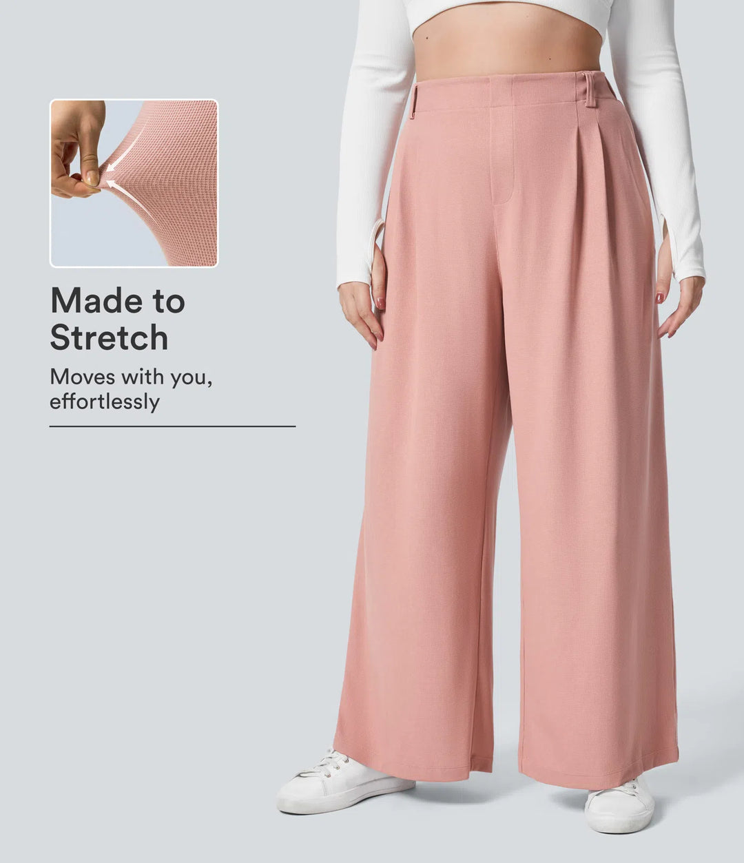 Halara Flex High Waisted Pocket Wide Leg Waffle Work Plus Size Pants
