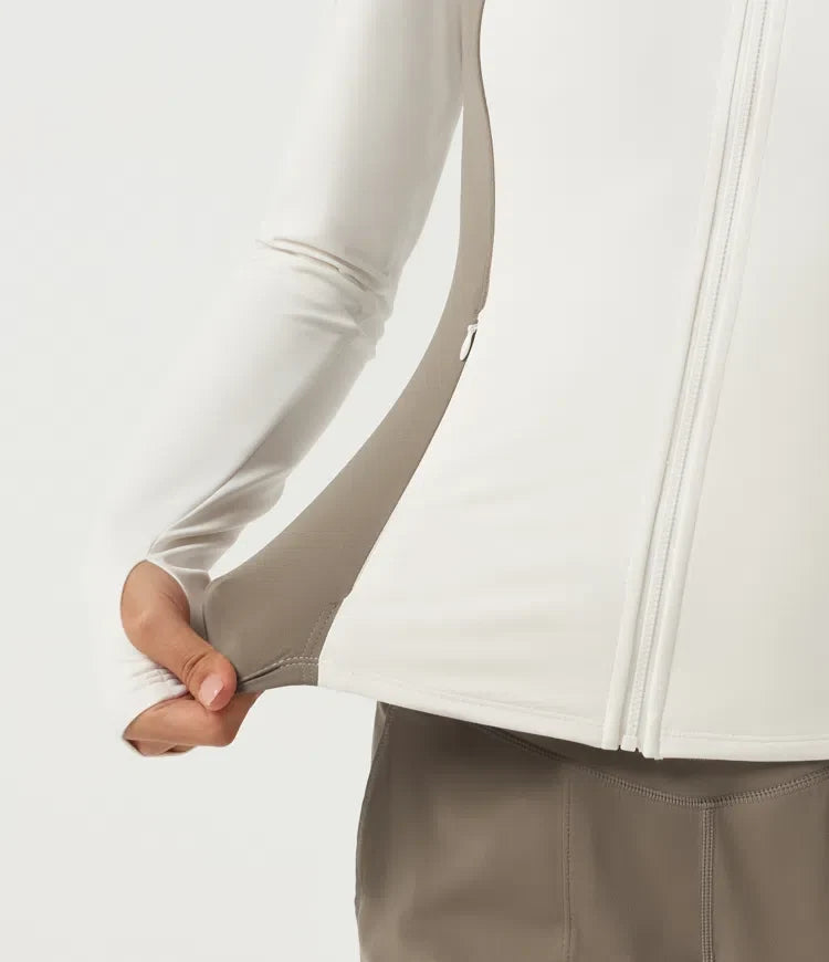 Halara UltraSculpt Long Sleeve Color Block Yoga Active Jacket with Pockets