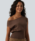One-shoulder Short Sleeve Casual Sweater