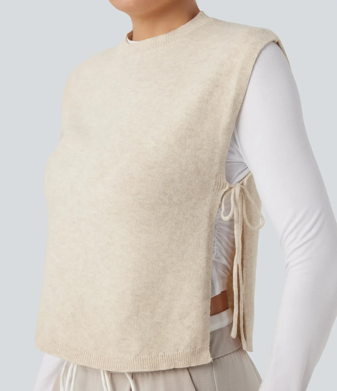 Round Neck Tie Work Sweater Vest