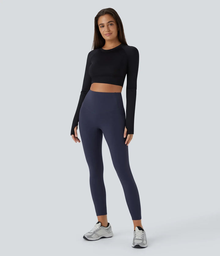 SoftlyZero Plush Thermal High Waisted Tummy Control Pocket Workout Leggings
