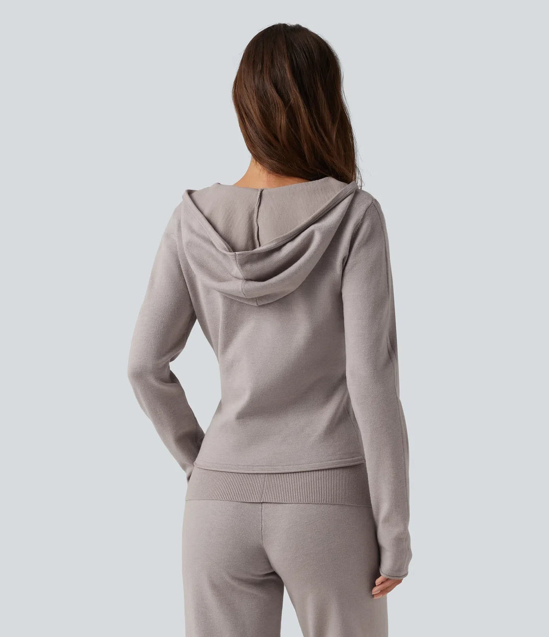 Hooded Long Sleeve Rolled Hem Lounge Sweater