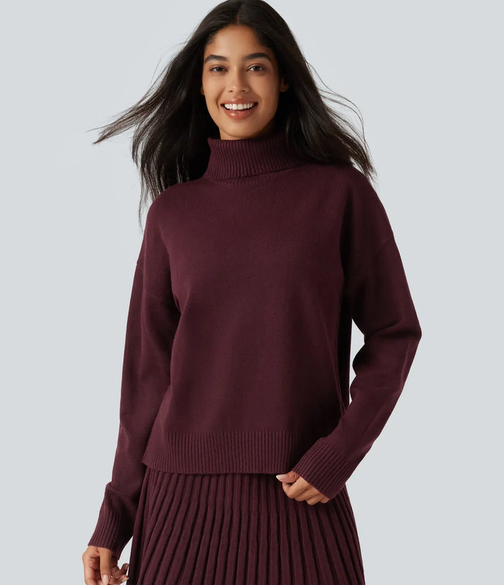 High Neck Long Sleeve Casual Sweater