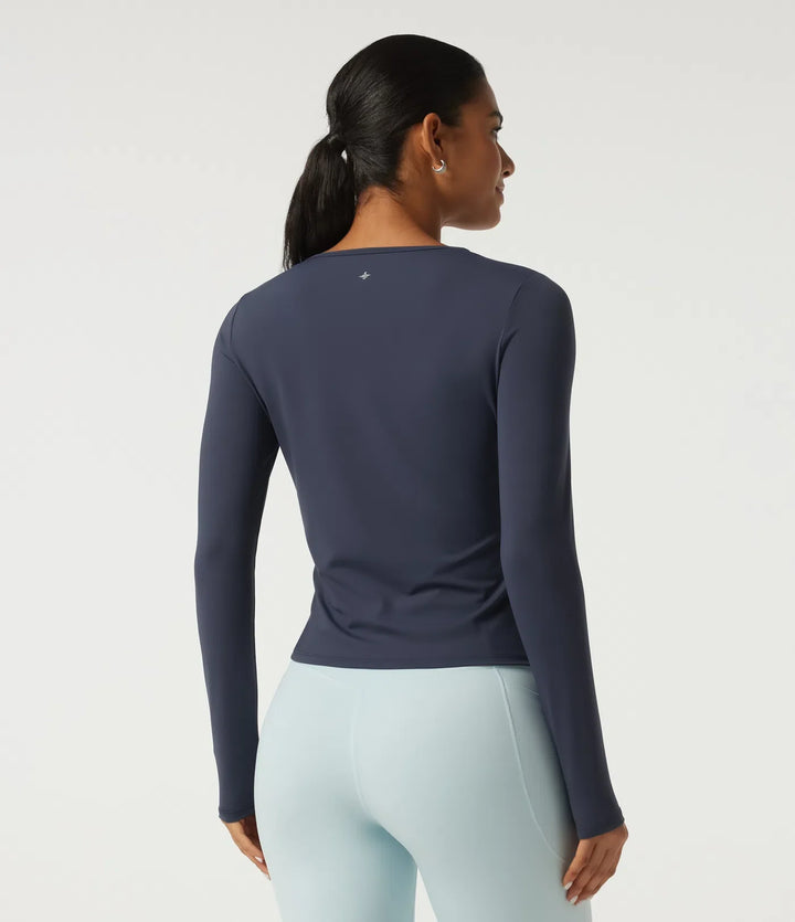 SoftlyZero Airy Round Neck Long Sleeve Ruched InstantCool Yoga Sports Top