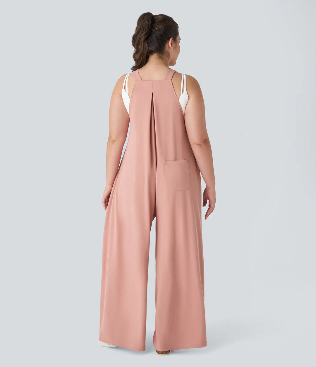 Pockets Waffle Casual Plus Size Overalls