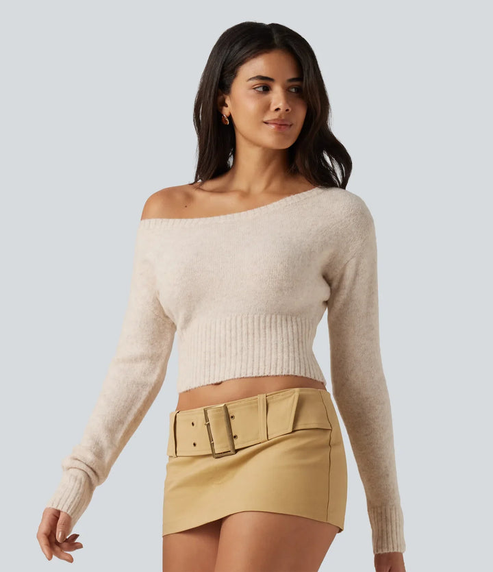One Shoulder Batwing Long Sleeve Casual Sweater