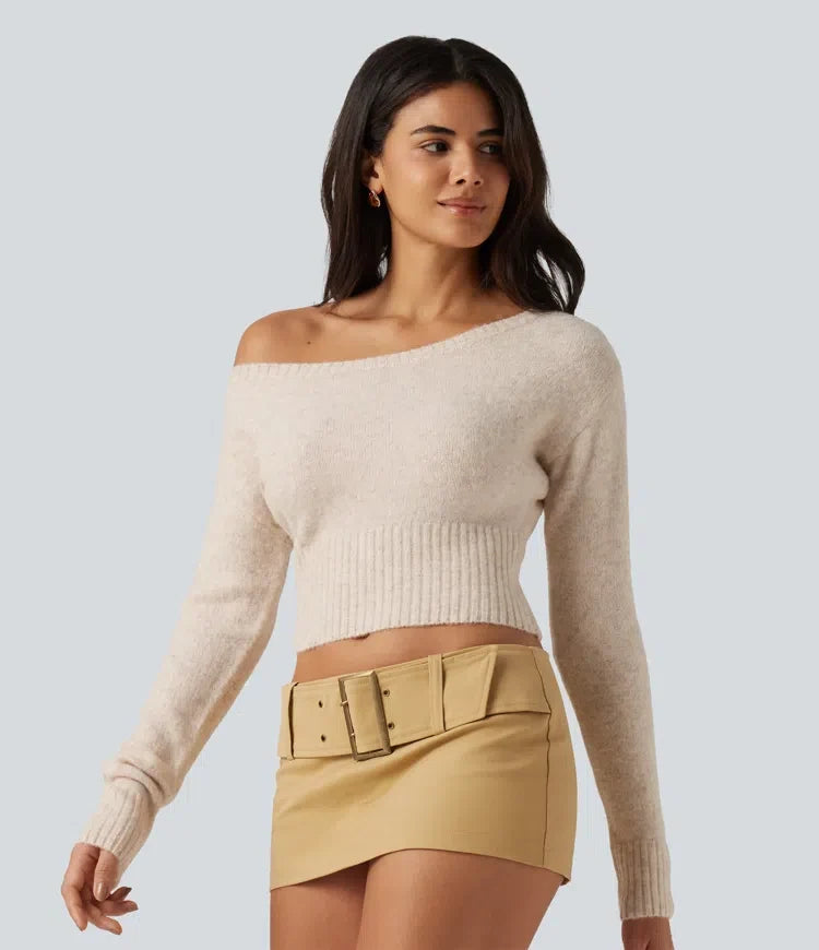 One Shoulder Batwing Long Sleeve Casual Sweater