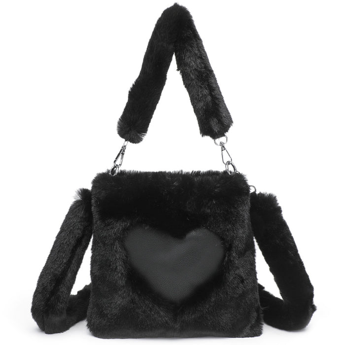 Peyton | Fluffy Heart Shoulder Bag with Bunny Ears