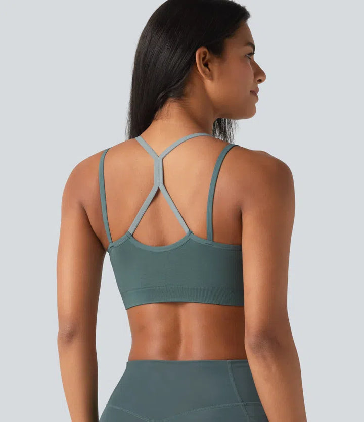 OneForm Seamless Flow Light Support Color Block 2-in-1 Built-in Bra Yoga Sports Bra