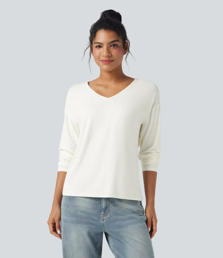 V-neck Long Sleeve Casual Top