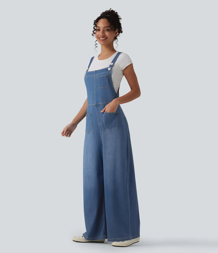 Halara Flex Adjustable Straps Draped Lyocell Washed Casual Baggy Overalls with Pockets
