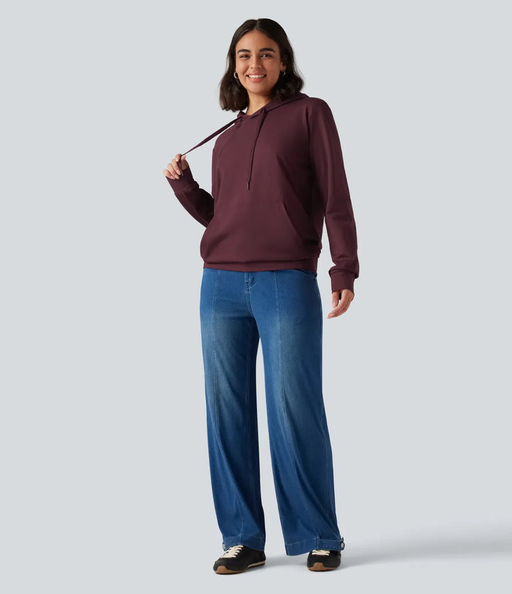 Hooded Long Sleeve Lounging Sweatshirt with Pocket