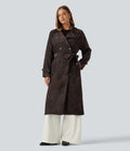 Long Sleeve Belted Longline Work Jacket with Pockets