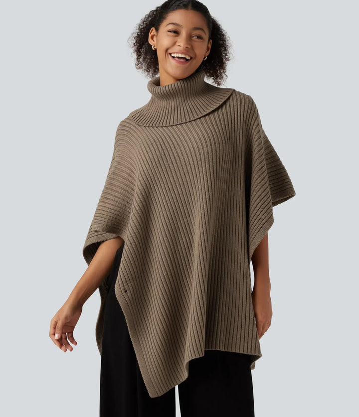 High Neck Batwing Half Sleeve Casual Sweater