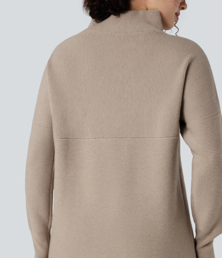 Mock-neck Long Sleeve Casual Sweater