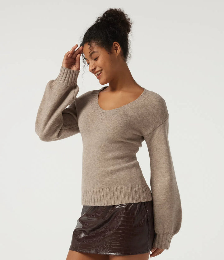 V Neck Long Sleeve Casual Sweater
