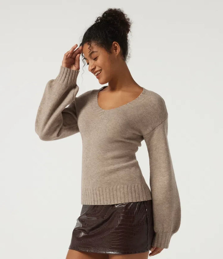 V Neck Long Sleeve Casual Sweater
