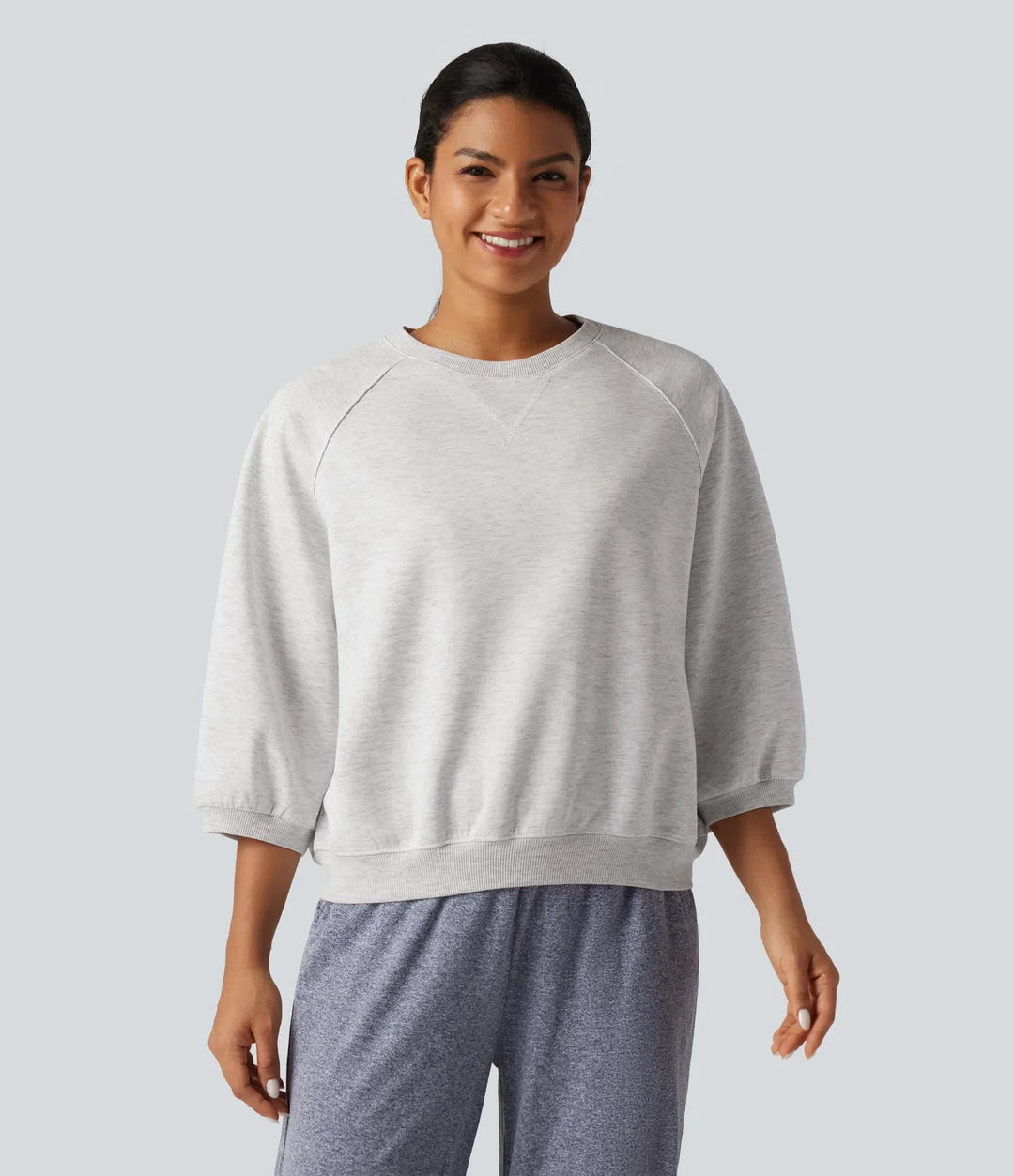Round Neck Raglan Long Sleeve Casual Sweatshirt