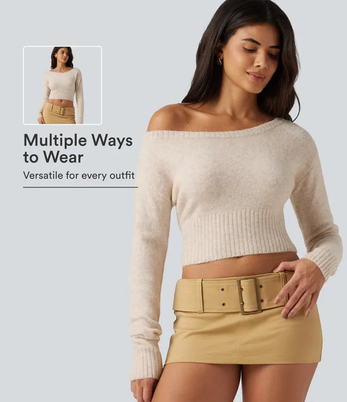 One Shoulder Batwing Long Sleeve Casual Sweater