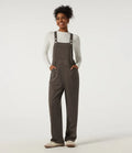 Square Neck Straight Leg Stripe Casual Overalls with Pockets
