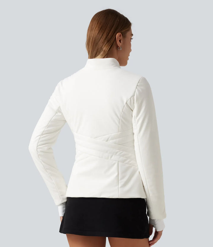 PuffFlex Long Sleeve Double Zipper Casual Padded Jacket with Pockets