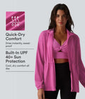 Long Sleeve Inner Drawstring Stripes Quick Dry Workout Jacket-UPF40+