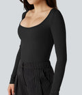 SoftlyZero Airy Scoop Neck Long Sleeve Work T-Shirt