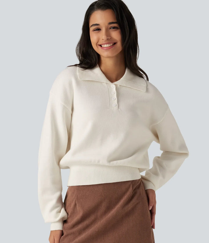Collared Half Zip Long Sleeve Work Sweater