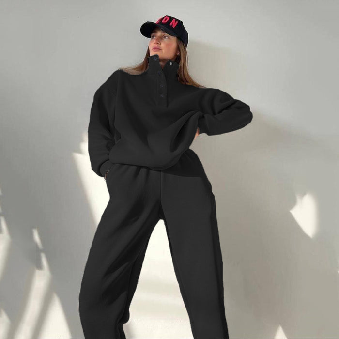 Taylor | Oversized Fleece Lounge Set with Half Button Pullover