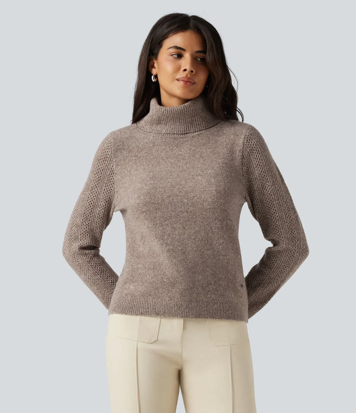 High Neck Long Sleeve Slim Work Sweater