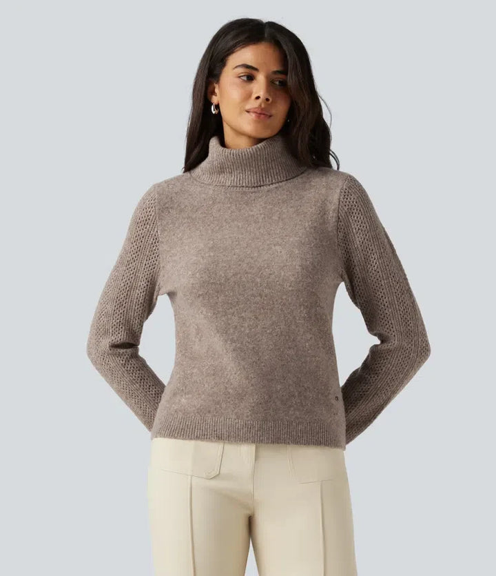High Neck Long Sleeve Slim Work Sweater