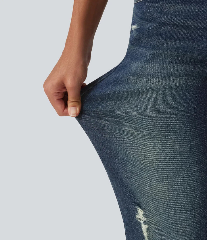 Low Rise Bootcut Casual Cotton Jeans with Pockets