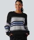 Round Neck Long Sleeve Oversize Striped Casual Sweater