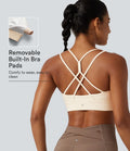 SoftlyZero Plush Low Support Built-in Bra Crisscross Yoga Sports Bra