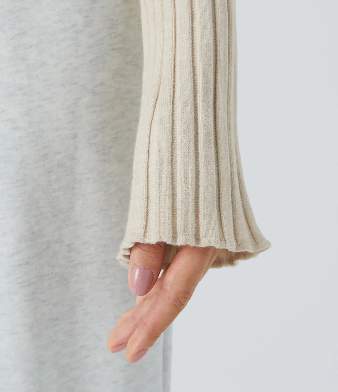 Round Neck Long Sleeve Frill Casual Sweater