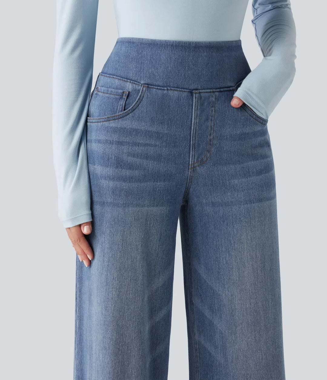 Halara Flex Denim Heat High Waisted Wide Leg Casual Jeans with Pockets