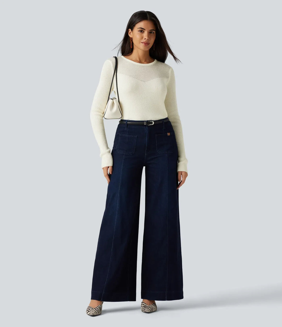 Round Neck Long Sleeve 2-in-1 Slim Casual Sweater