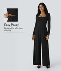 Long Sleeve Pocket Wide Leg Jumpsuit-Easy Peezy