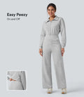 Lapel Zip Long Sleeve Casual Jumpsuit with Pockets-Easy Peezy
