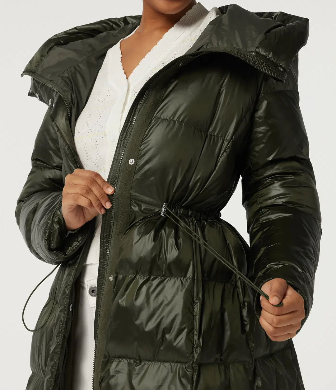 Hooded Long Sleeve Quilted Puffer Work Padded Jacket with Pockets